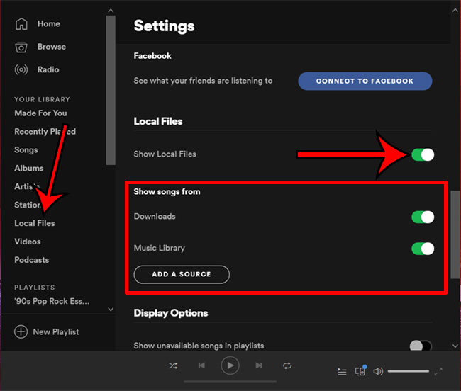 Can you have local files in spotify app free